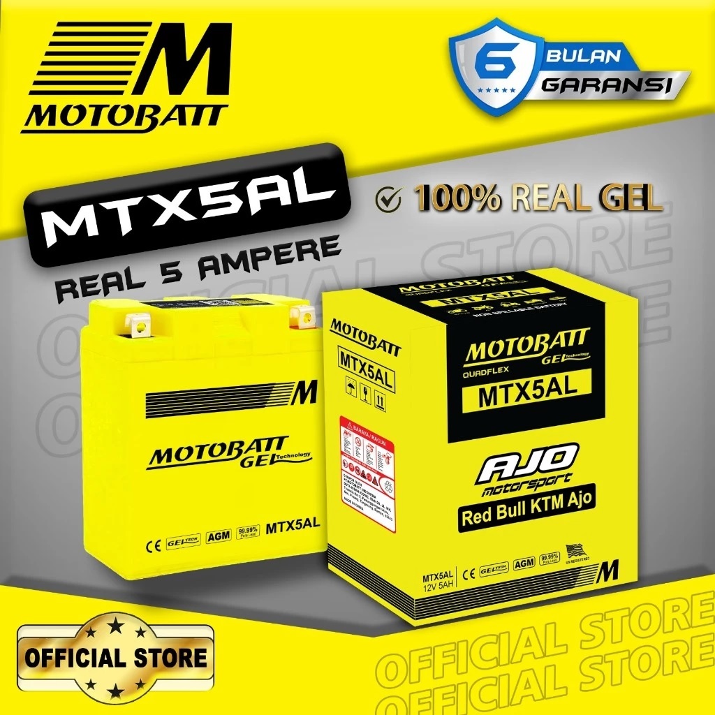 Aki Motor Supra 100cc, Supra Fit New / Lama, Astrea Grand Motobatt MTX5AL Aki Kering Gel Original Honda