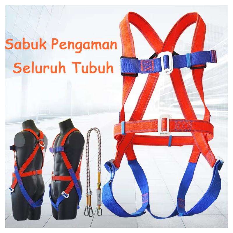 Jual 1 Set Safety Harness Full Body 3m Tali Body Harness Double Hook ...