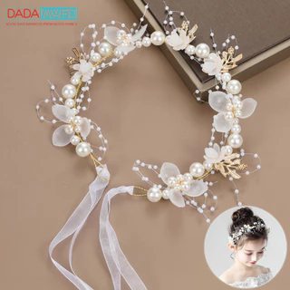 DADAWARD Headpiece Bunga Mutiara Princess Putih Mahkota Mutiara Aksesoris Rambut