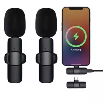Microphone Wireless Clip On Vlog K9 2 Mic Portable New (Macc)