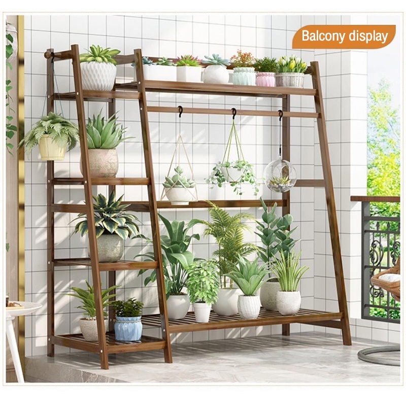 Jual Rak bunga Rak Susun Rak Kayu 4/5 Tingkat Rak Penyimpanan Balkon ...