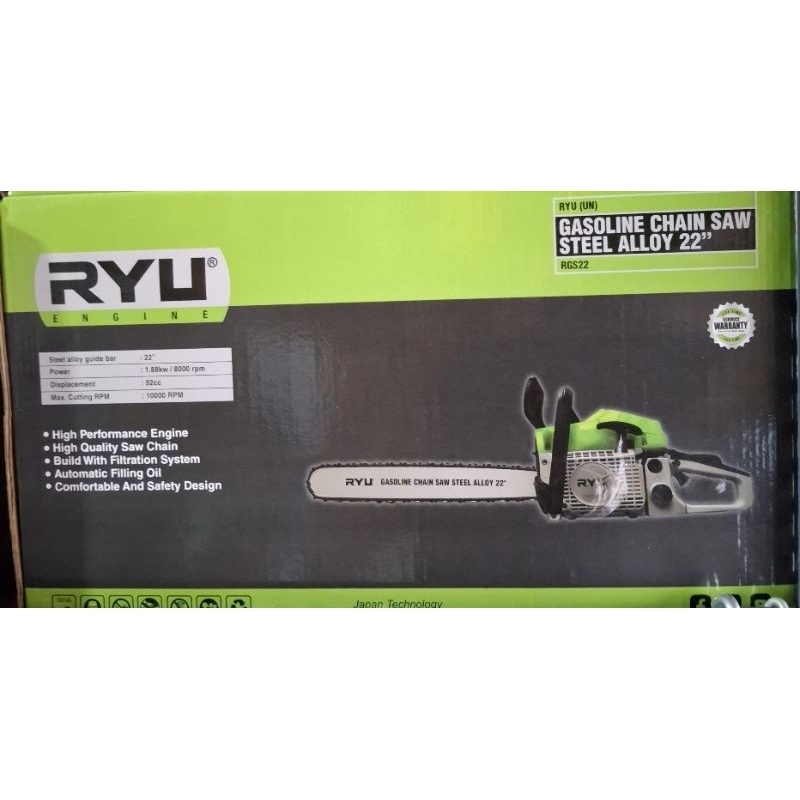 Jual mesin chainsaw RGS 22 STELL ALOY MERK RYU/Ryu Gasoline Chain Saw ...