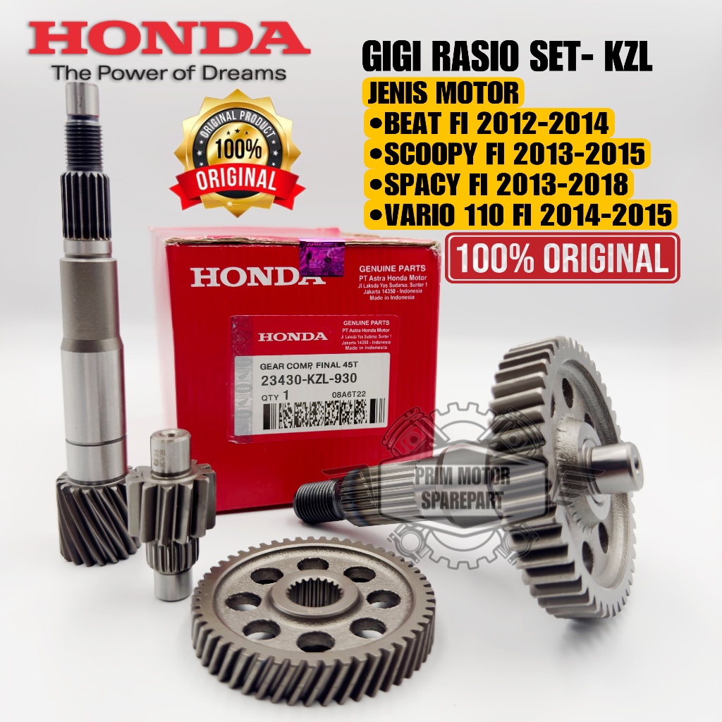 Jual ORIGINAL GIGI RASIO SET KZL HONDA BEAT FI, SCOOPY FI, SPACY FI ...