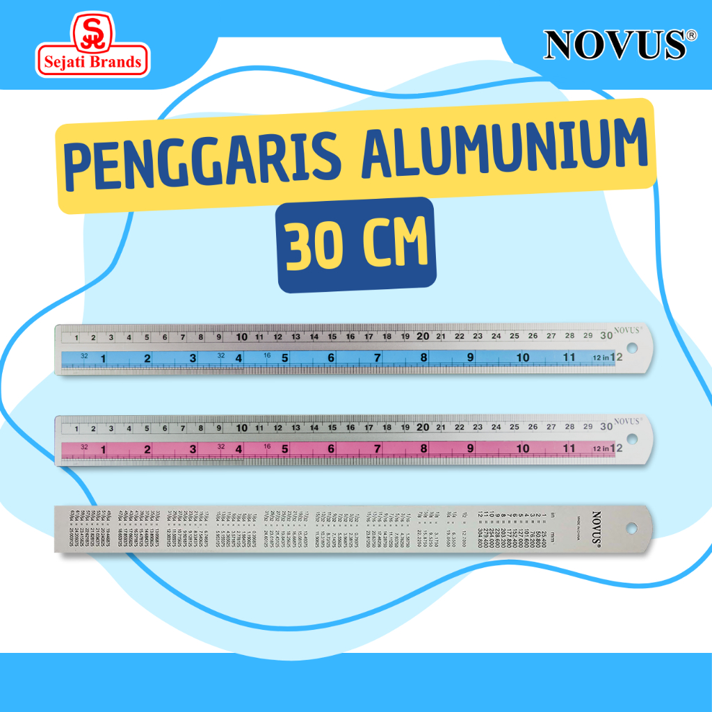 Jual Novus Penggaris 30 cm/ Ruler Alumunium 30 cm/ Penggaris Alumunium ...