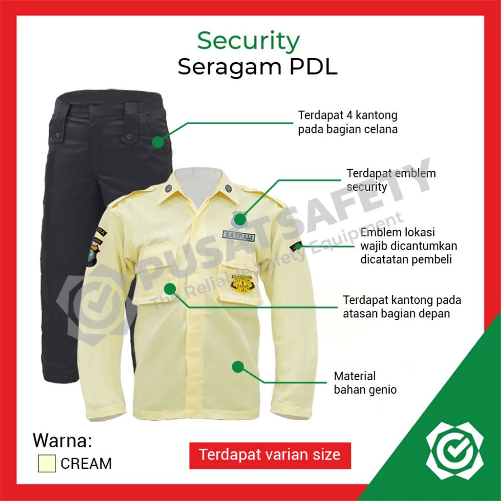 Jual Seragam PDL Security Satpam Cream Lengan Panjang | Shopee Indonesia