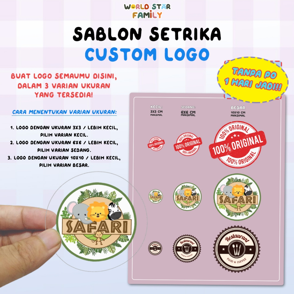 Jual WSF Stiker kain CUSTOM LOGO DTF Sablon Setrika Sticker Label ...