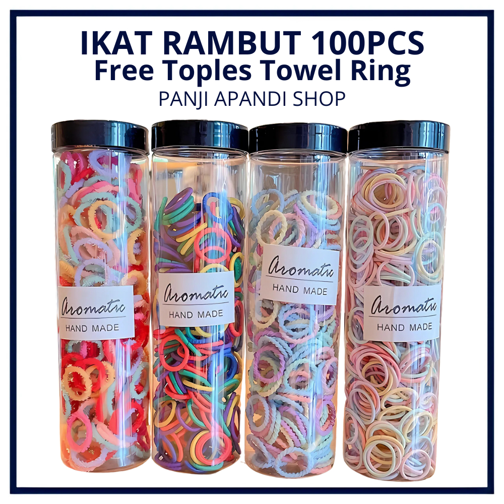 Jual 100PCS Ikat Rambut Donat Warna-Warni Elastis Mini Free Toples ...