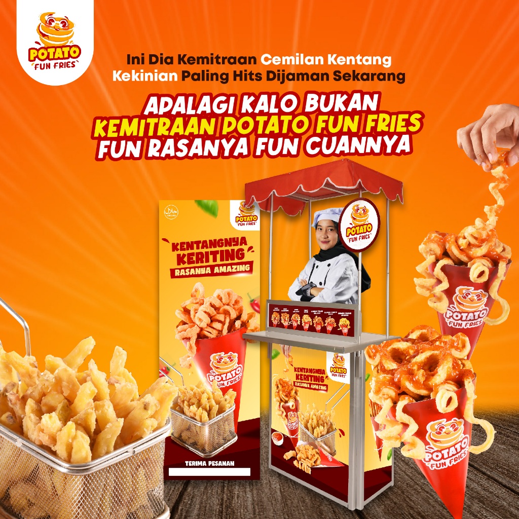 Jual Paket Usaha Kemitraan Potato Fun Fries Siap Jualan | Shopee Indonesia