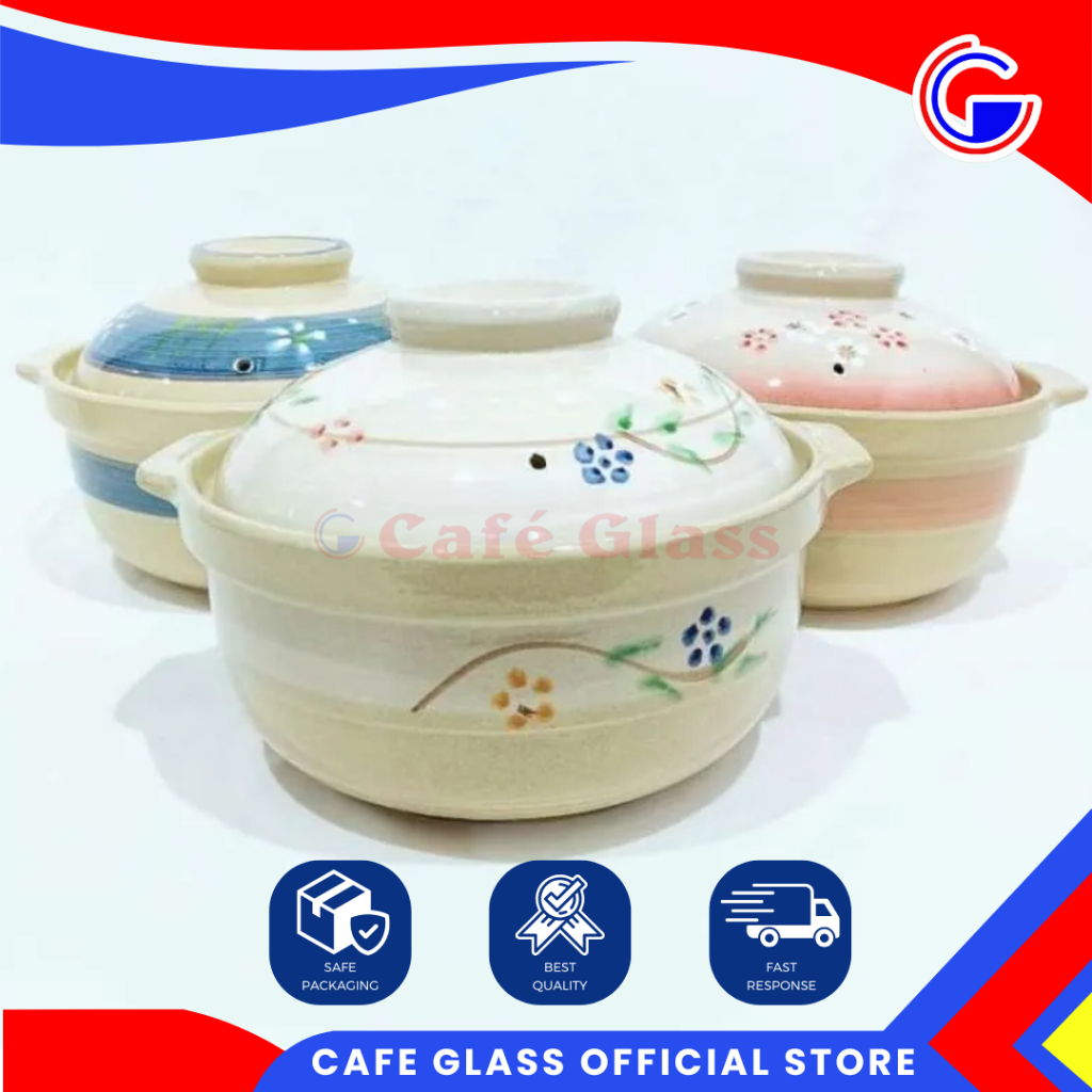 Panci Keramik Basi Sapo - Basi Sapo Yoshikawa - Casserole Stoneware - Hot Bowl Shabu W Lid