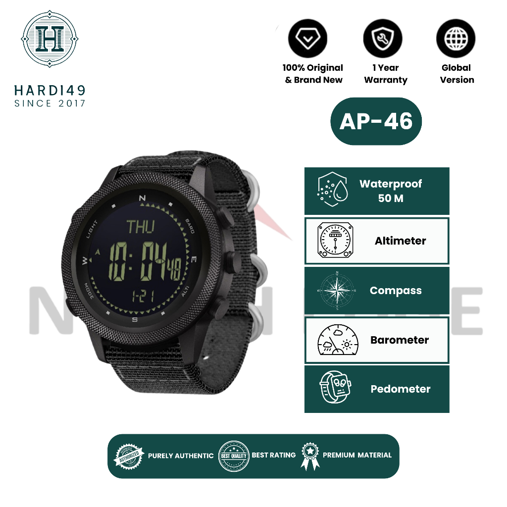 Jual NORTH EDGE APACHE-46 JAM TANGAN OUTDOOR PEDOMETER BAROMETER ...