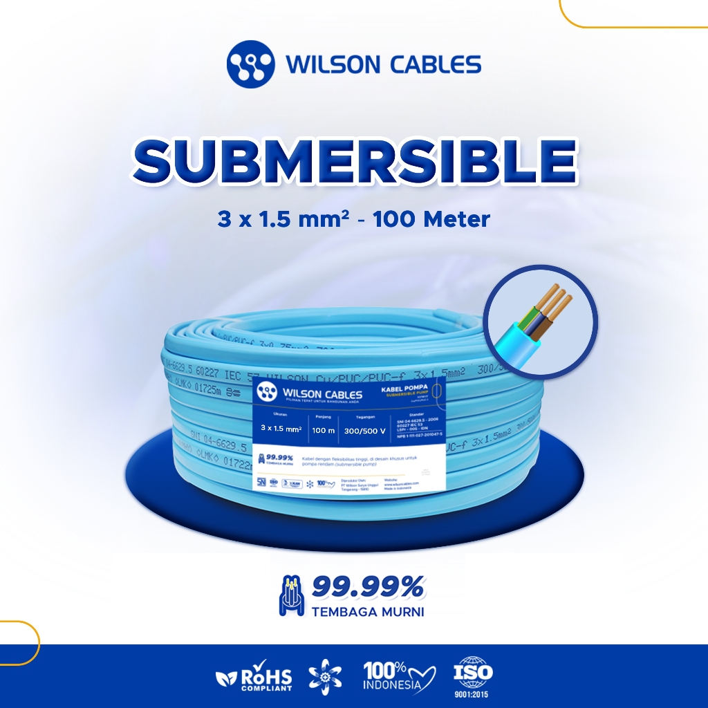 Jual WILSON CABLES - Kabel Pompa 3x1.5 mm² (100 Meter) - Kabel ...