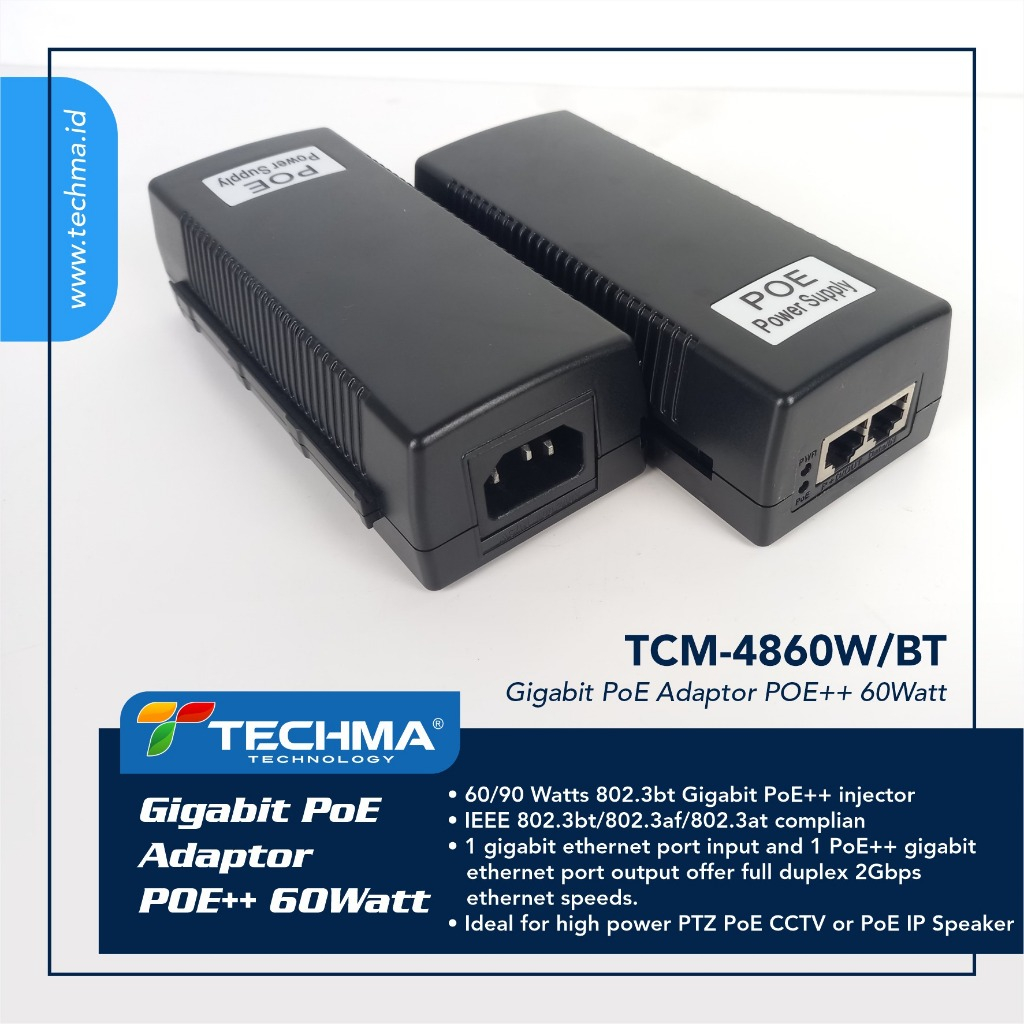 Jual Mid Span Gigabit Port PoE++ Injector IEEE802.3af/at/bt 60W/90W ...