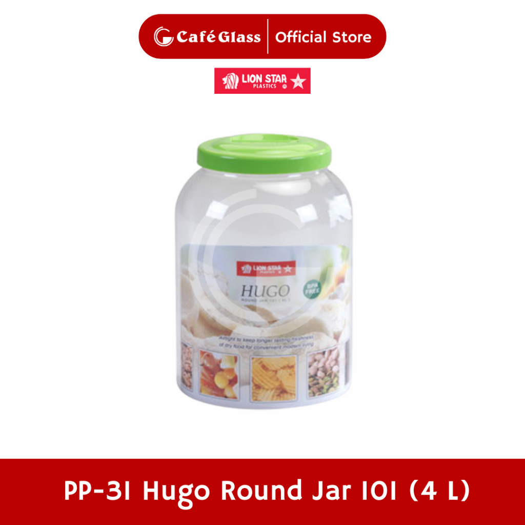Toples Kerupuk 4L Plastik Bulat - Hugo Round Jar (Pp-31) Kedap Udara - Lion Star