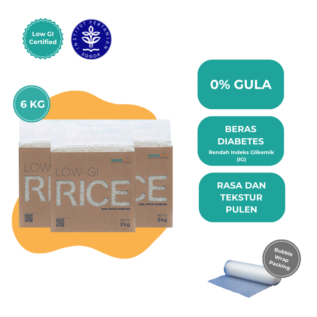 Jual Beras Putih Premium 6Kg - Beras Diabetes Rendah IG Hanami Rice ...