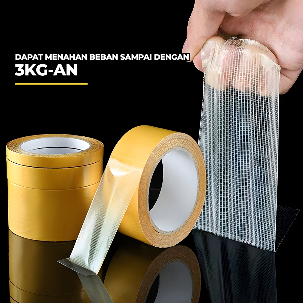 Jual Lakban Kuning Double Tape Kain 2 Sisi Selotip Lem Perekat Kuat ...