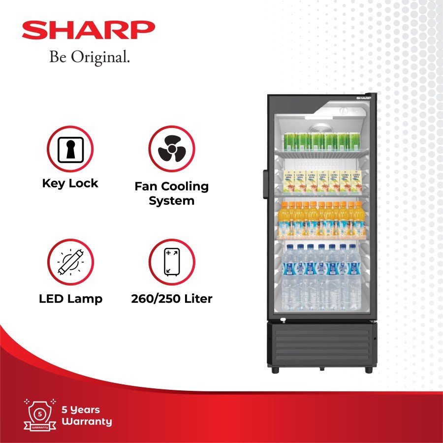 Jual Sharp Showcase Display Cooler SCH-250FS Black 250L | Shopee Indonesia