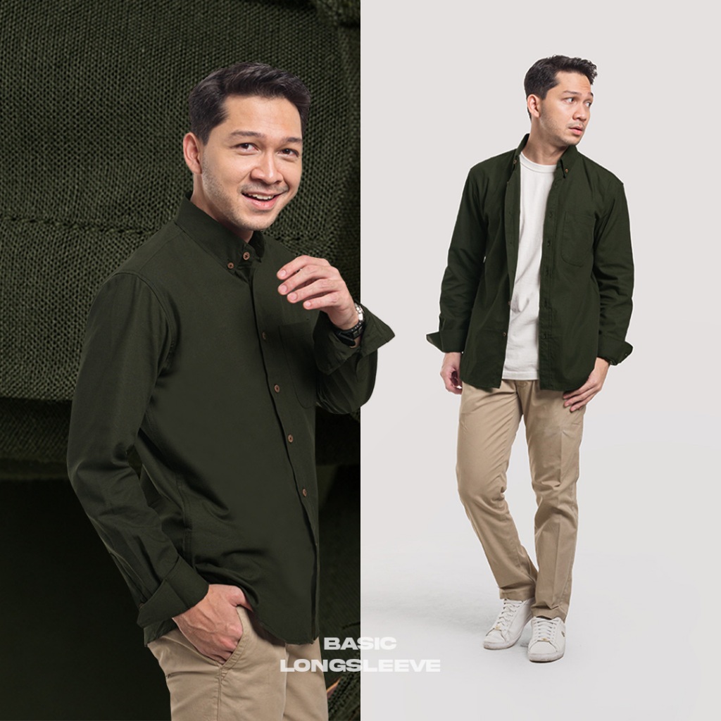 Kemeja Lengan Panjang Auretta Offwhite Green