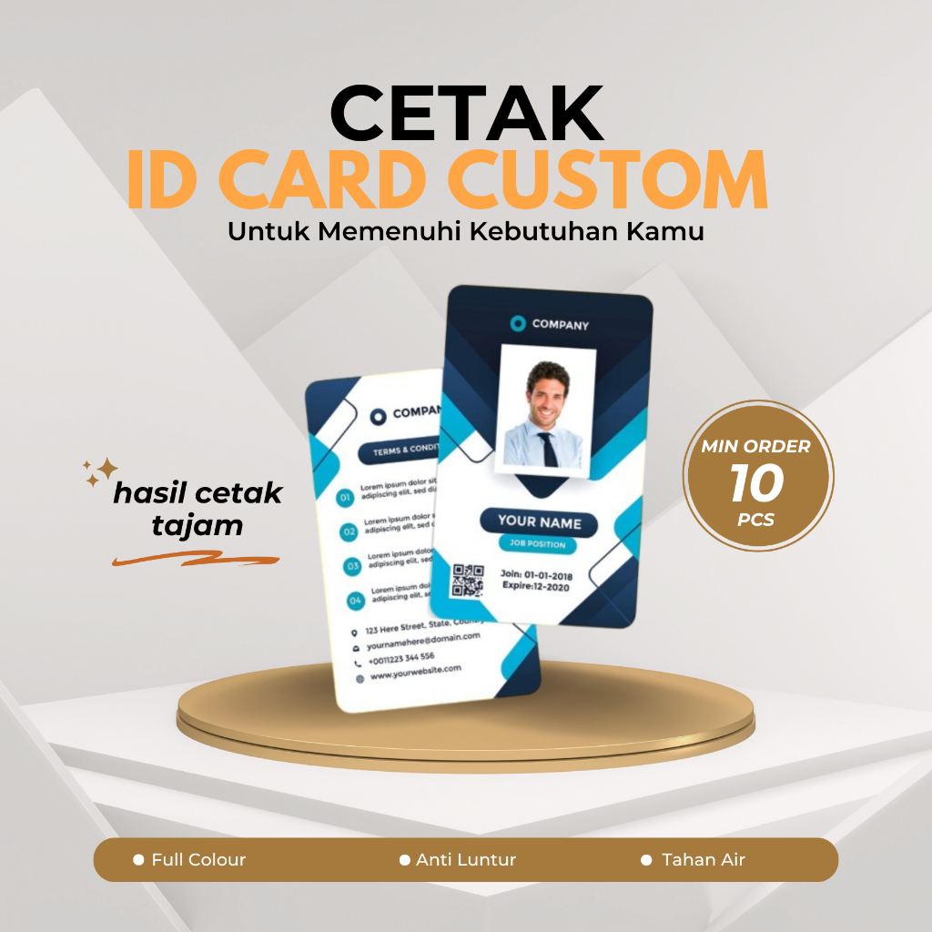 Jual Cetak ID Card Bahan PVC Ketebalan 0,9 mm ukuran 86x54 mm/Bahan ...