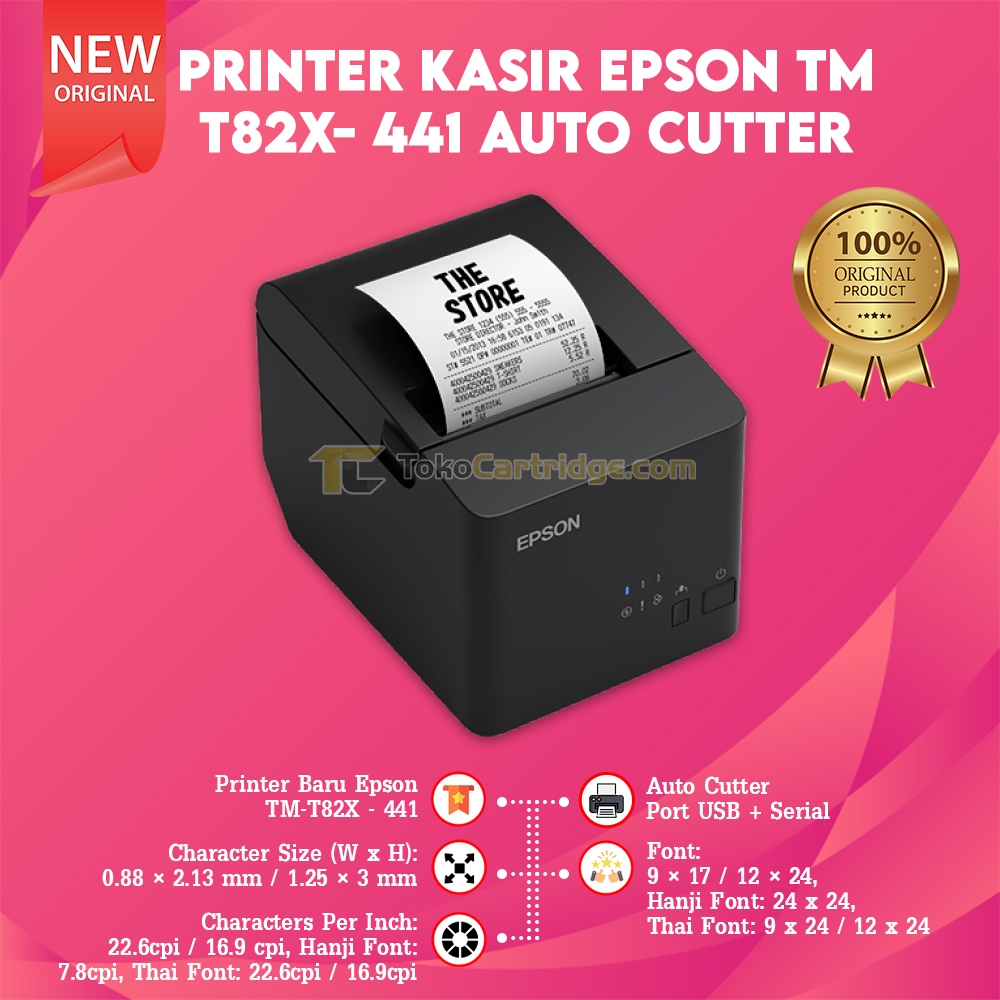 Jual Printer Kasir Epson TMT82X TM82x Auto Cutter Port USB Serieal New ...