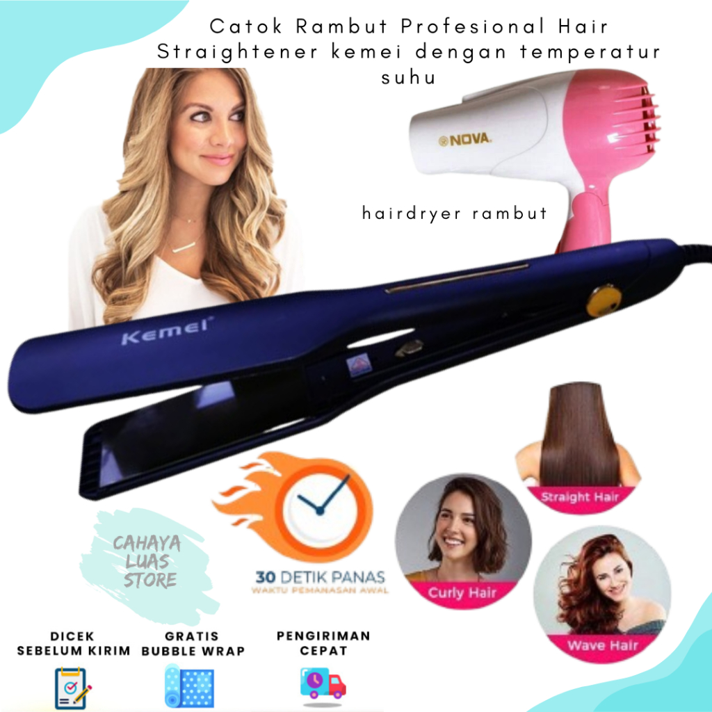 Jual Catokan Rambut 2 in 1 pelurus dan Curly Professional Hair ...