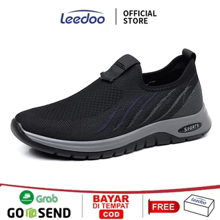Leedoo Sepatu Slip On Pria Casual Sepatu Sneakers Cowok Shoes Kuliah Kerja Fashion Kekinian MR181