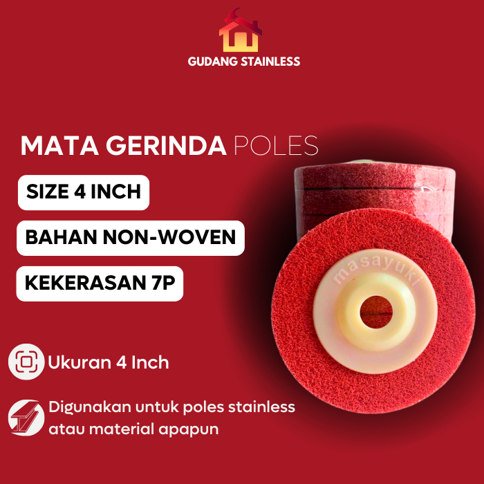 Jual MASAYUKI Spon Dove Poles / Non Woven 4'' Merah | Shopee Indonesia