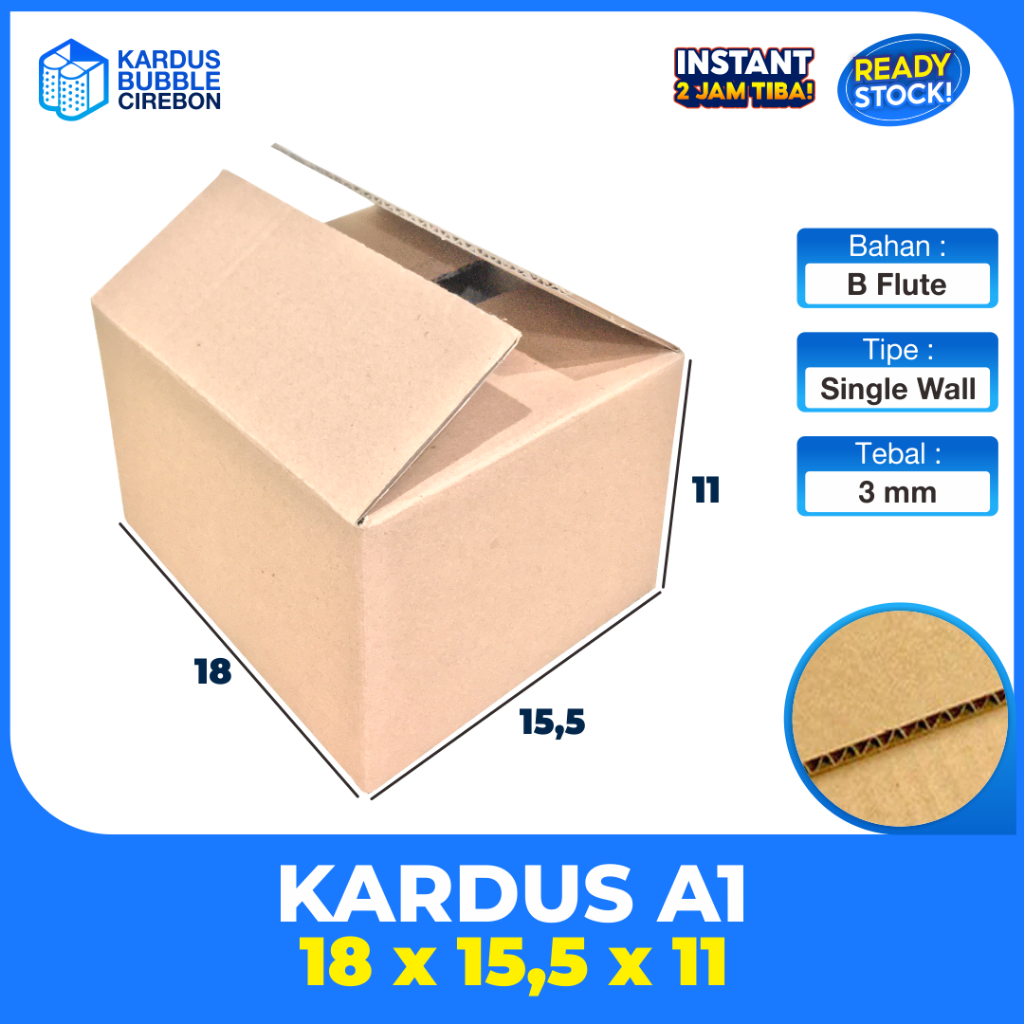 Jual Kardus Box Ukuran 18x15,5x11 cm Single Wall POLOS 18 x 15,5 x 11 ...