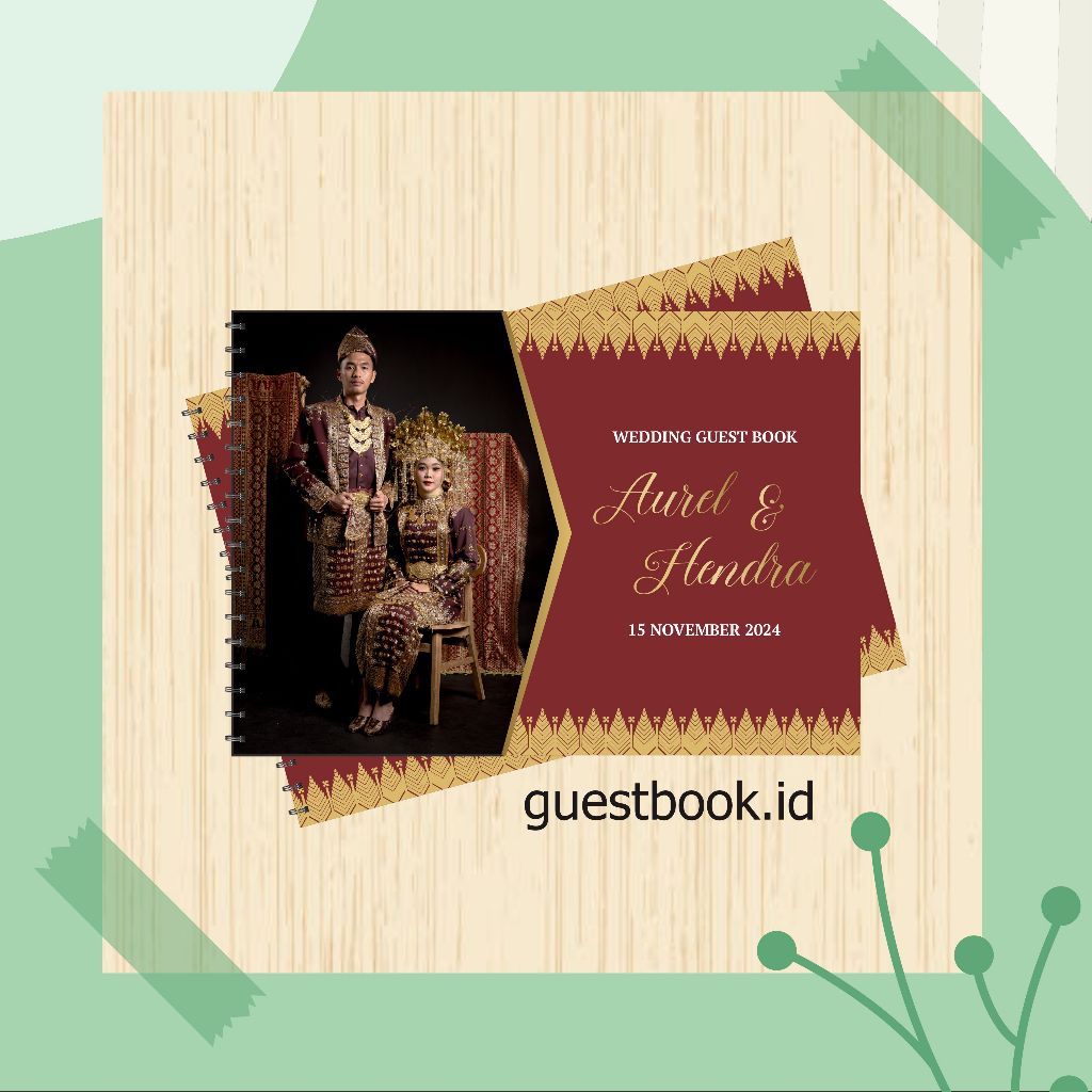 Custom Buku Tamu Undangan Pernikahan / Guest Book Custom Motif Adat Minang / Palembang / Softcover /Hardcover