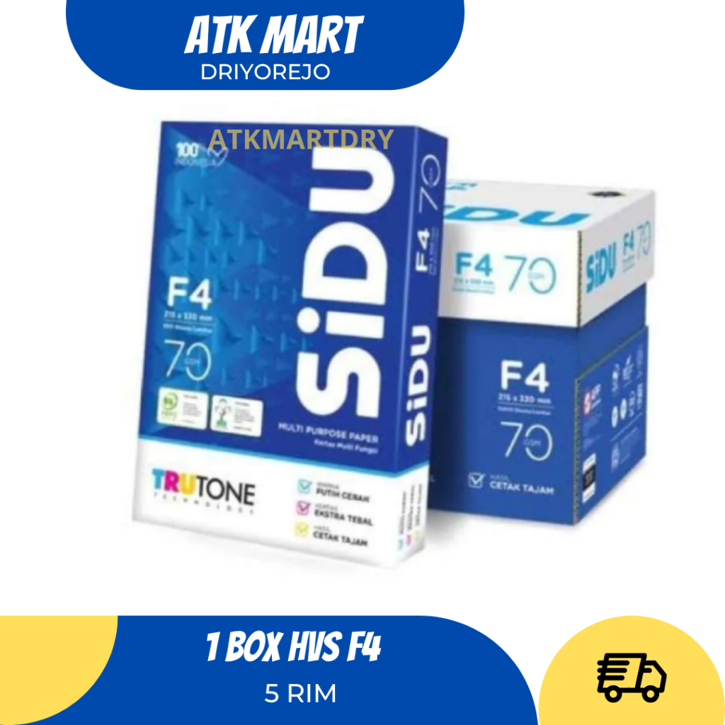 Jual KERTAS HVS F4 70 GRAM 1 BOX ISI 5 RIM SIDU AONE MAXI BRITE PP LITE ...