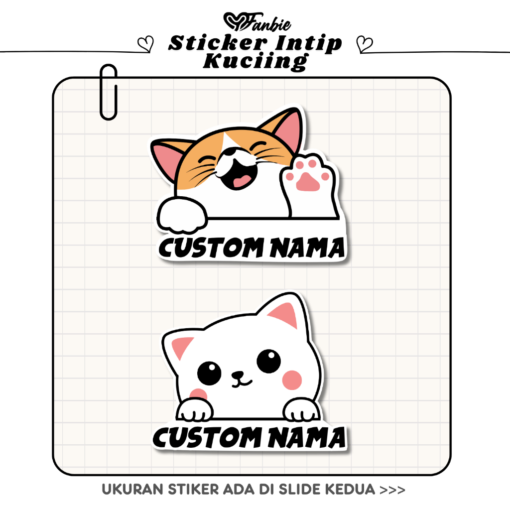 Jual STIKER INTIP KUCING KARTUN | STIKER INTIP CUSTOM NAMA | Shopee ...