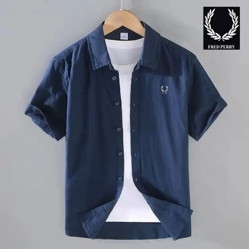 Kemeja Polos Lengan Pendek F.R.E.D.P.E.R.R.Y. Kemeja Polos Lengan Pendek Casual Kemeja Polos