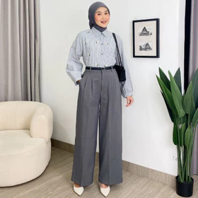 Dostifashion Diva Kulot Celana Kerja Wanita Resleting Depan Celana Kantor Woll Premium