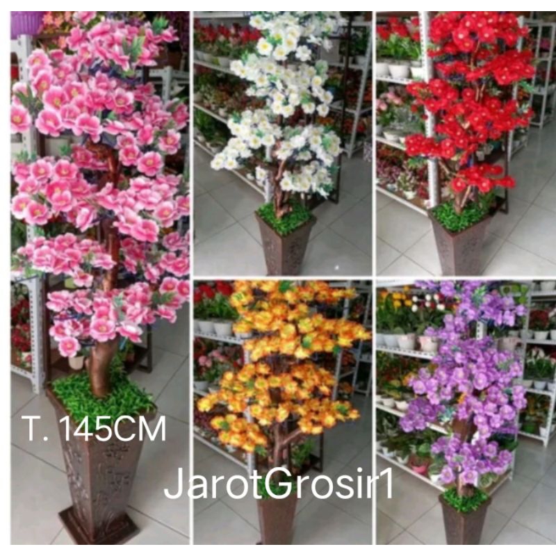 Jual BUNGA HIAS PLASTIK T 145CM + POT DAN BATUTANAMAN BUNGA HIAS ...
