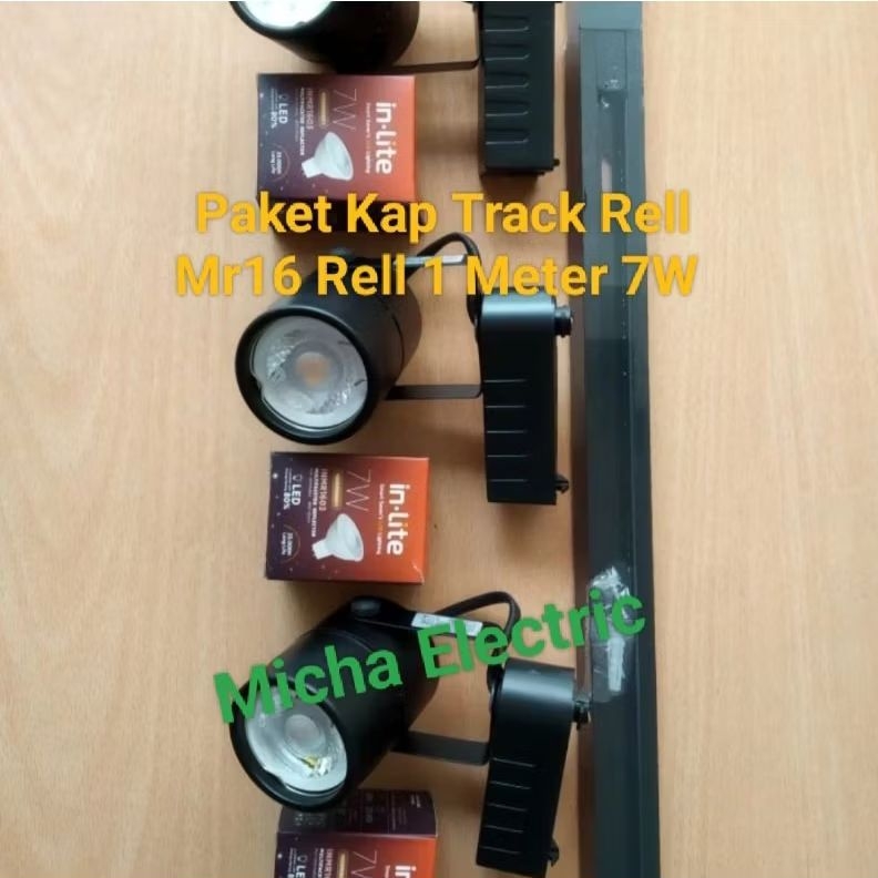 Jual Paket Kap Lampu Track Rell Mr16 7W / Lampu Sorot Track Rell Mr16 ...