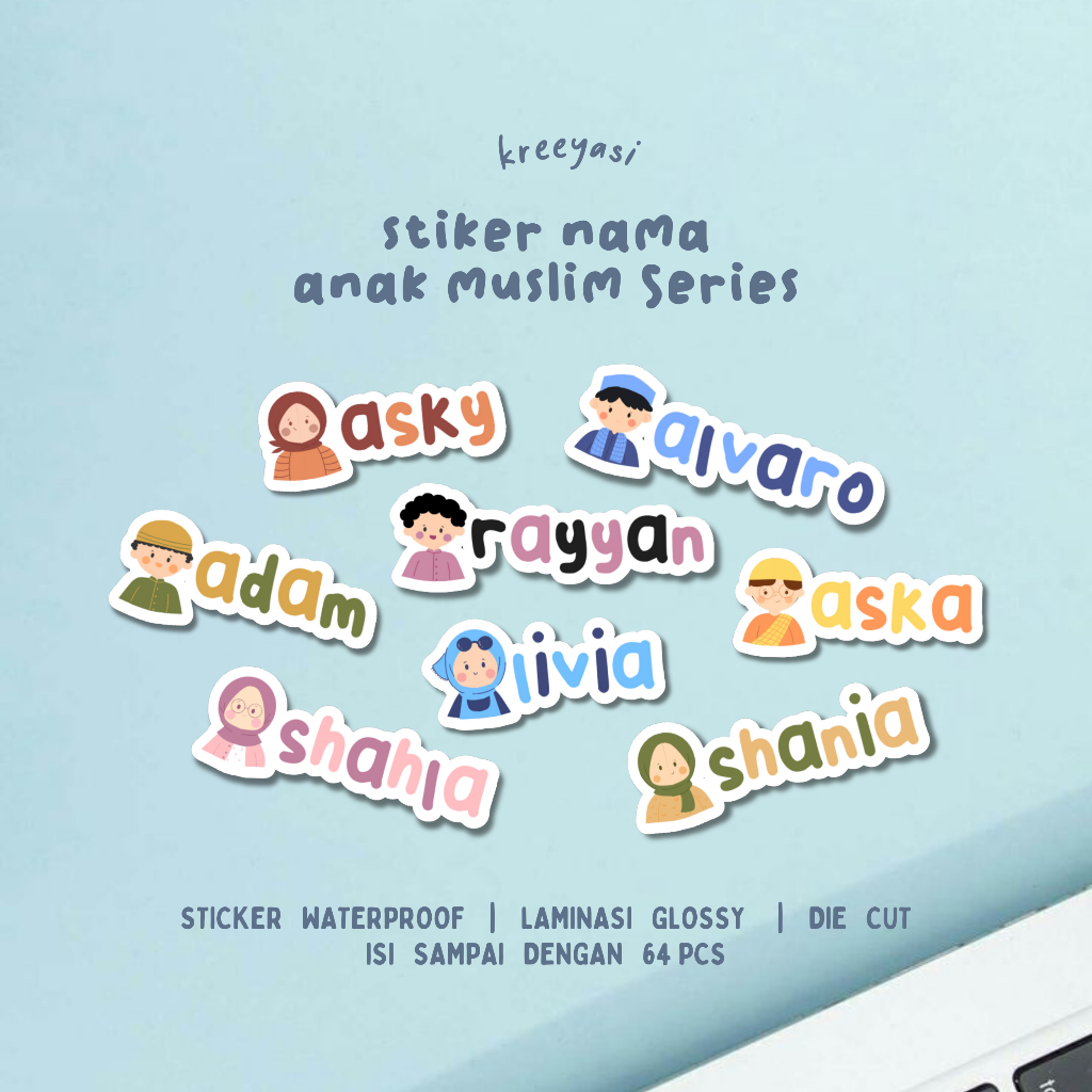 Jual ANAK MUSLIM - Stiker Label Nama Custom - Waterproof - Stiker ...