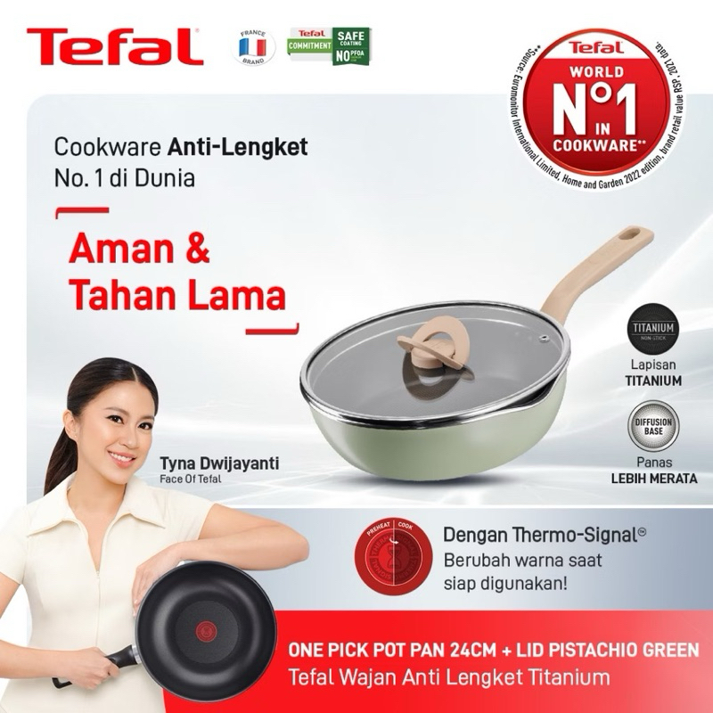 Tefal One Pick Pot Pan Deep Pan 24cm + Lid Non stick,No.1 Cookware