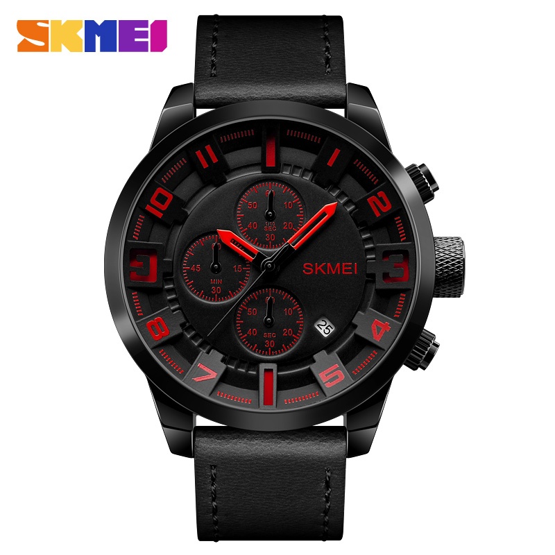 Jual Jam Tangan Pria SKMEI 1309 Chrono aktif Leather Jam Tangan Kulit Analog Date SKMEI Original Shopee Indonesia
