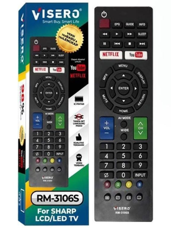 Jual VISERO REMOTE TV LCD LED SHARP SMART RM-3106S | Shopee Indonesia