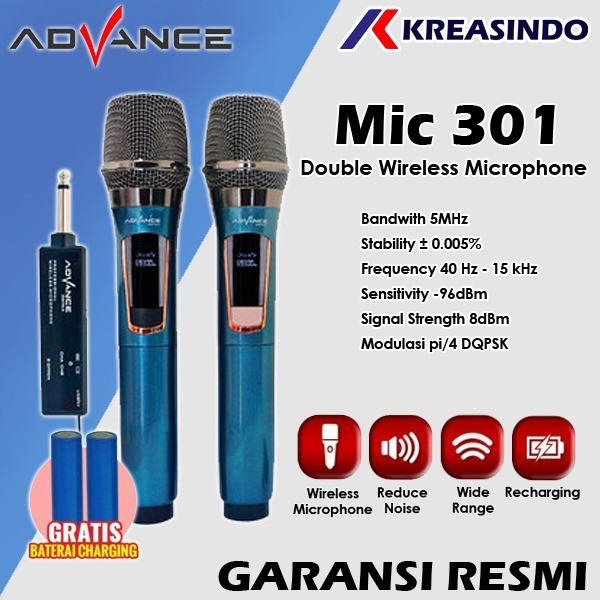 Jual PROMO!! Microphone ADVANCE MIC301 / MIC-301 Double Mic Wireless ...