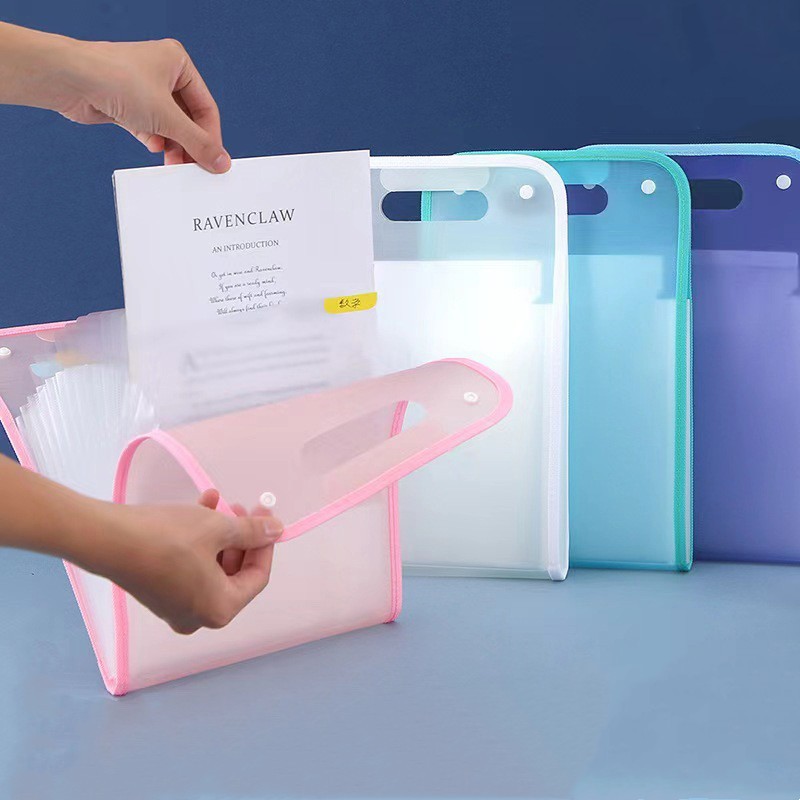 Jual Tas file handle A4 warna transparan Multi layer folder anti air ...