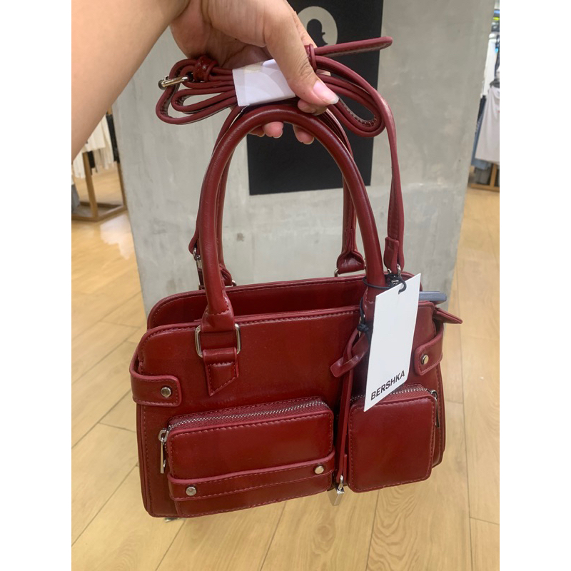 bershka denim tas bowling slingbag berkantong berziper muat banyak mirip  balencaga croco freepaperbag |jastip_titipoutfit