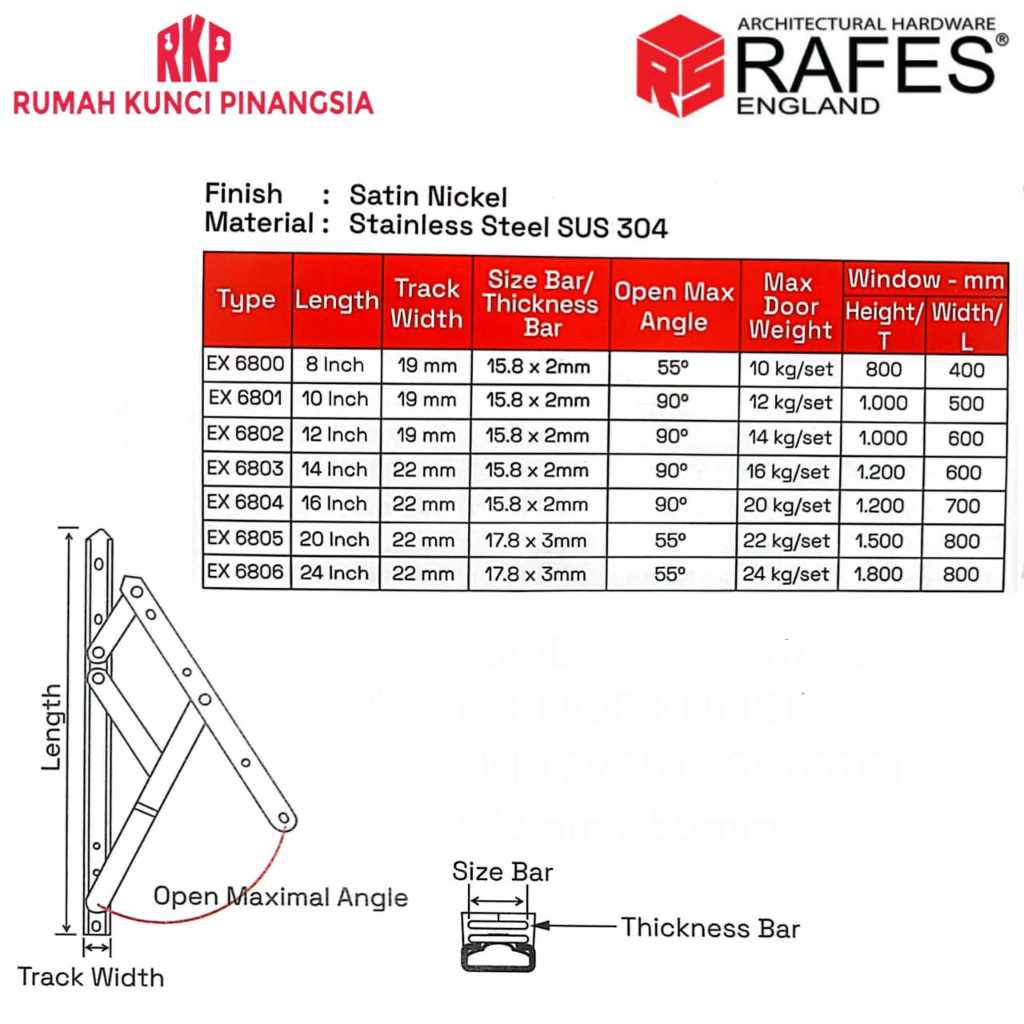 Jual Friction Stay Engsel Casement Jendela 8