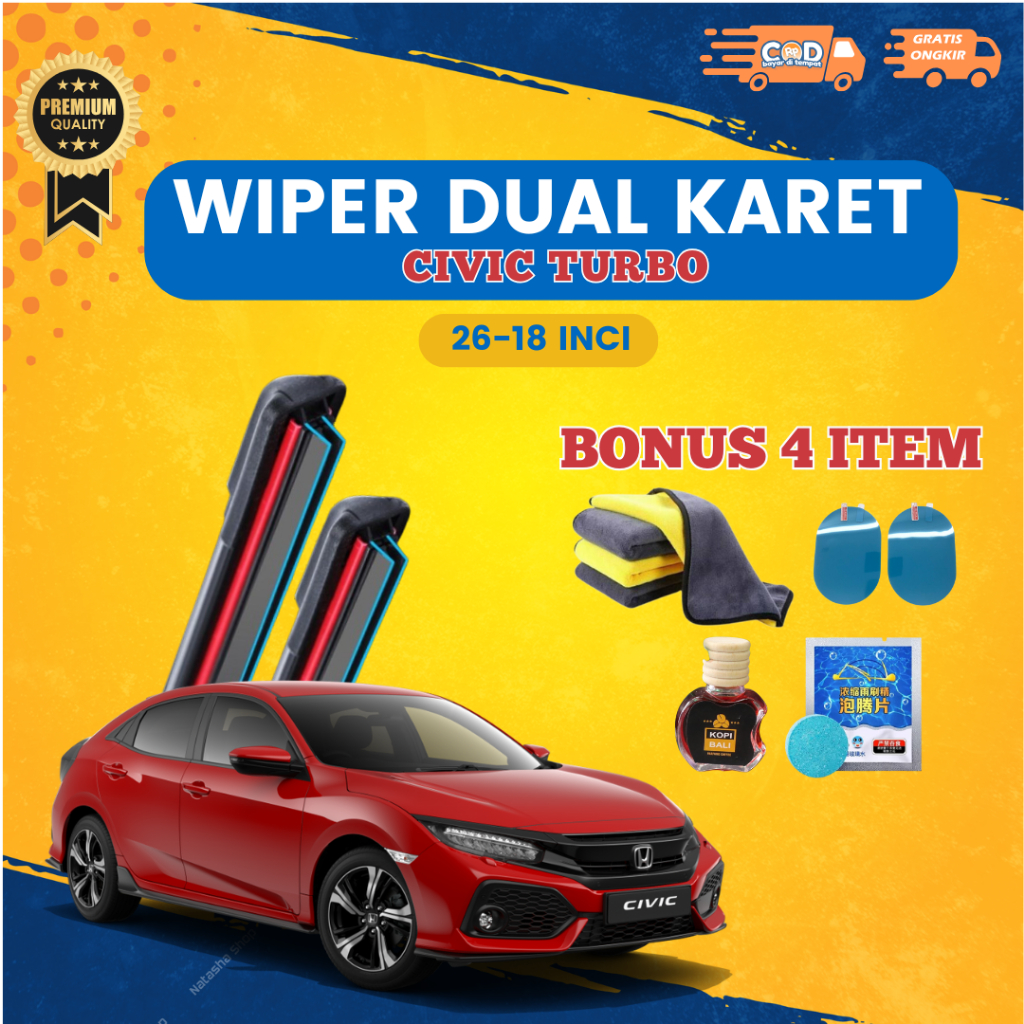 Jual Wiper Double Karet Dual Blade Untuk Honda Civic Turbo Ukuran Bonus Produk