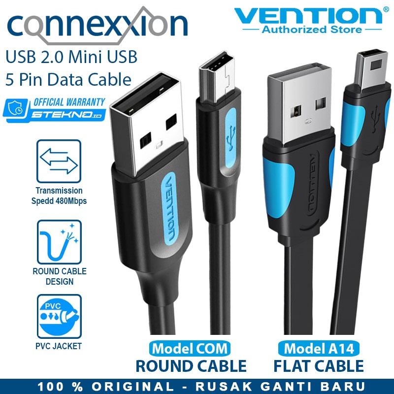 Jual Vention Kabel Data Mini 5 pin USB 2.0 - Hitam | Shopee Indonesia