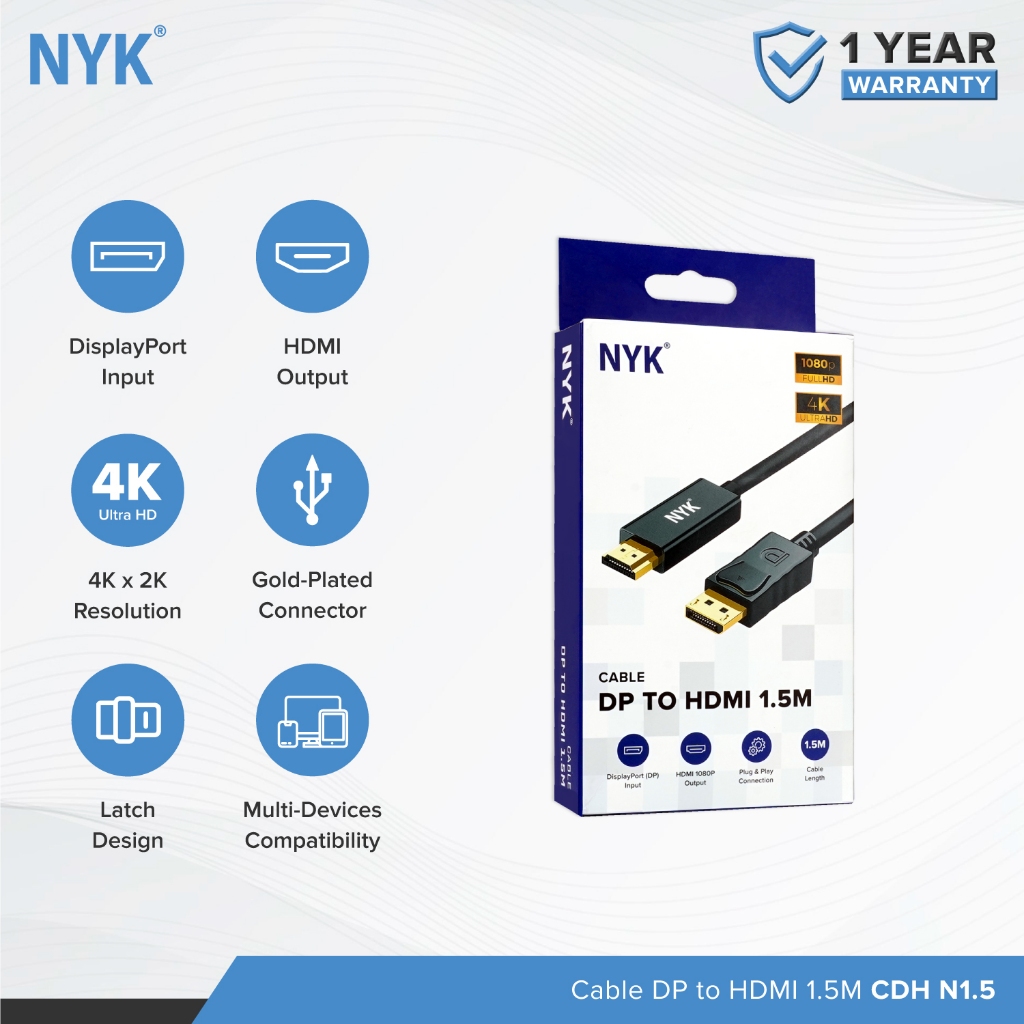 NYK Kabel DP to HDMI 1.8 Meter Cable COD (7)