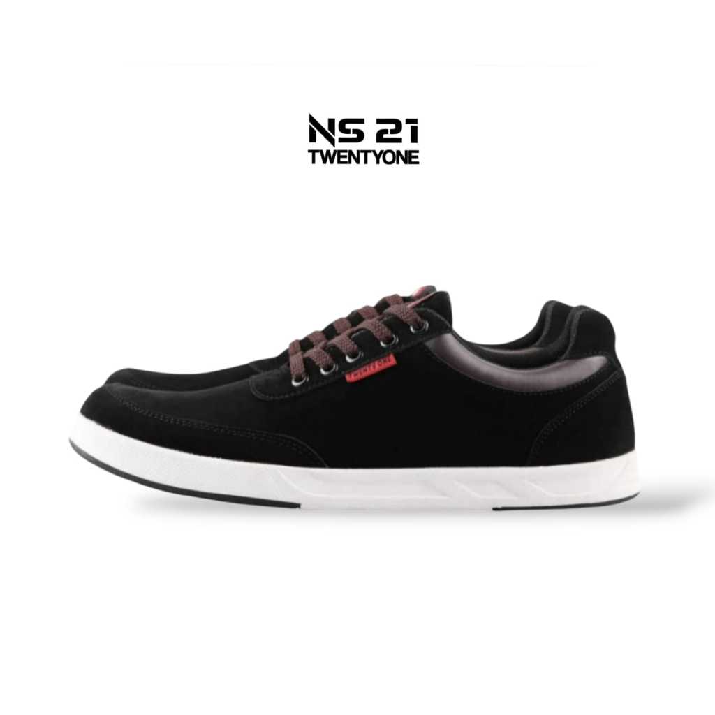 Jual NS21 VIDEL Sepatu Sneakers Pria Kasual Suede Hitam Coklat Sepatu