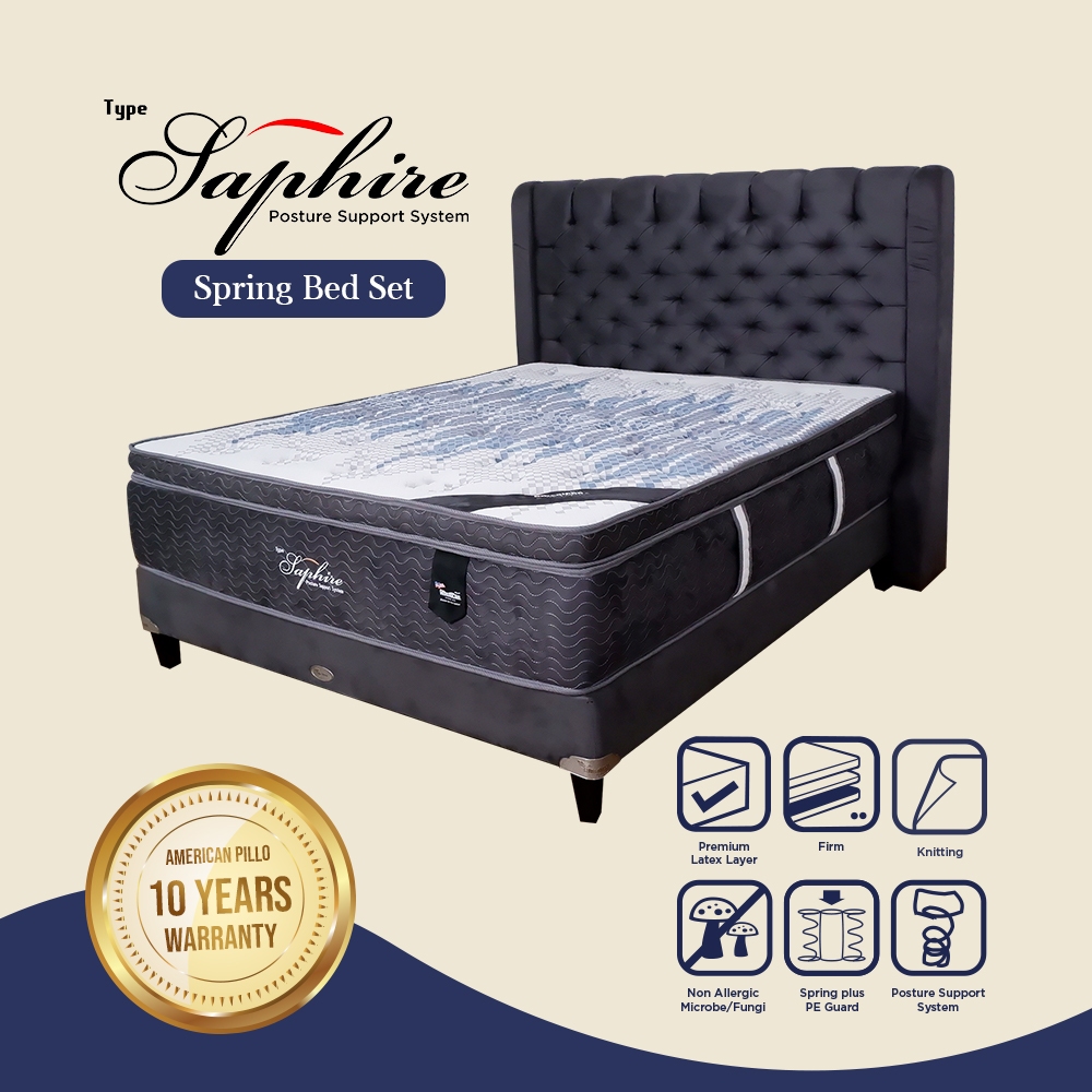Jual Kasur Springbed Set - American Pillo Saphire Latex Plush Top ...