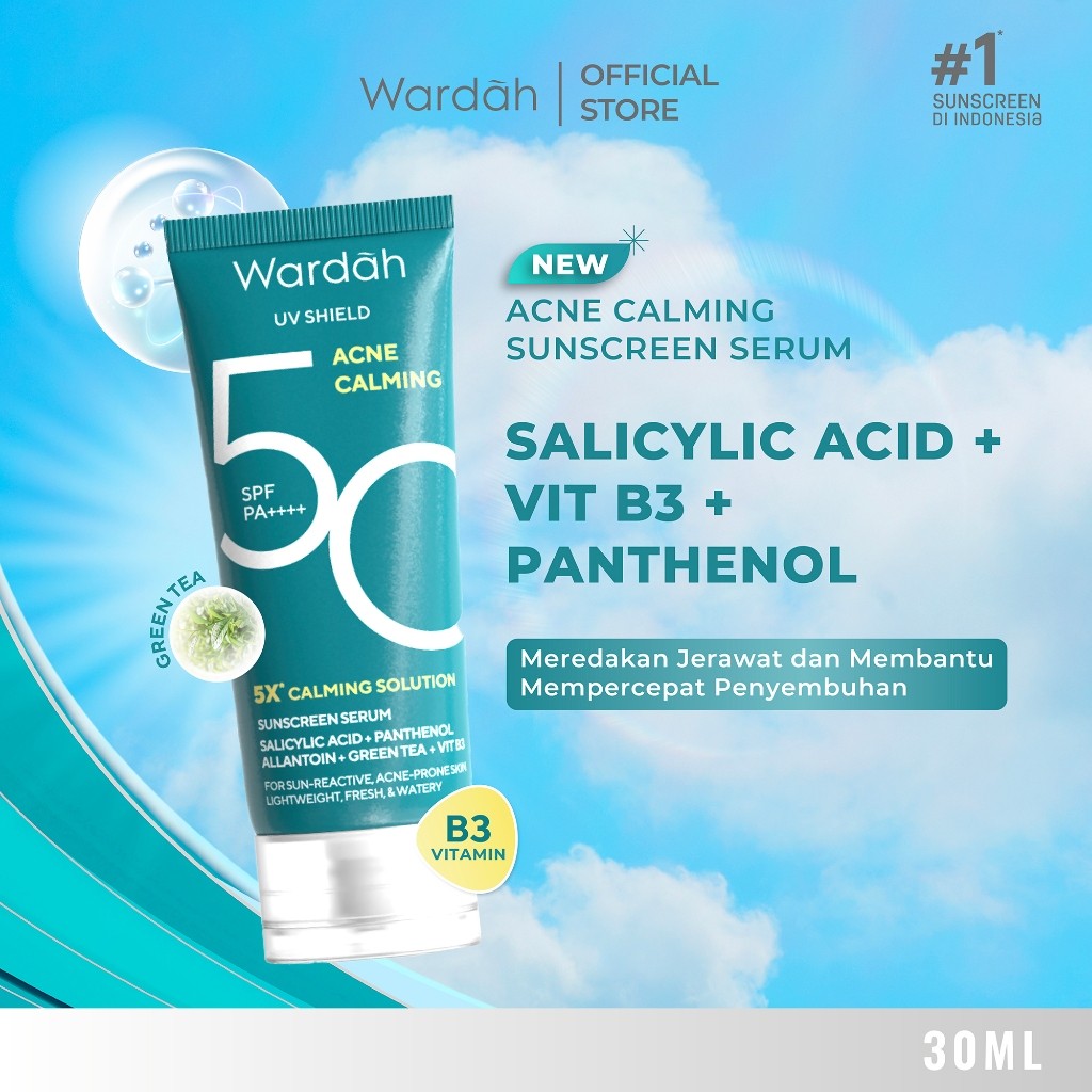 NEW! Wardah UV Shield Acne Calming Sunscreen  Serum SPF 50 PA++++