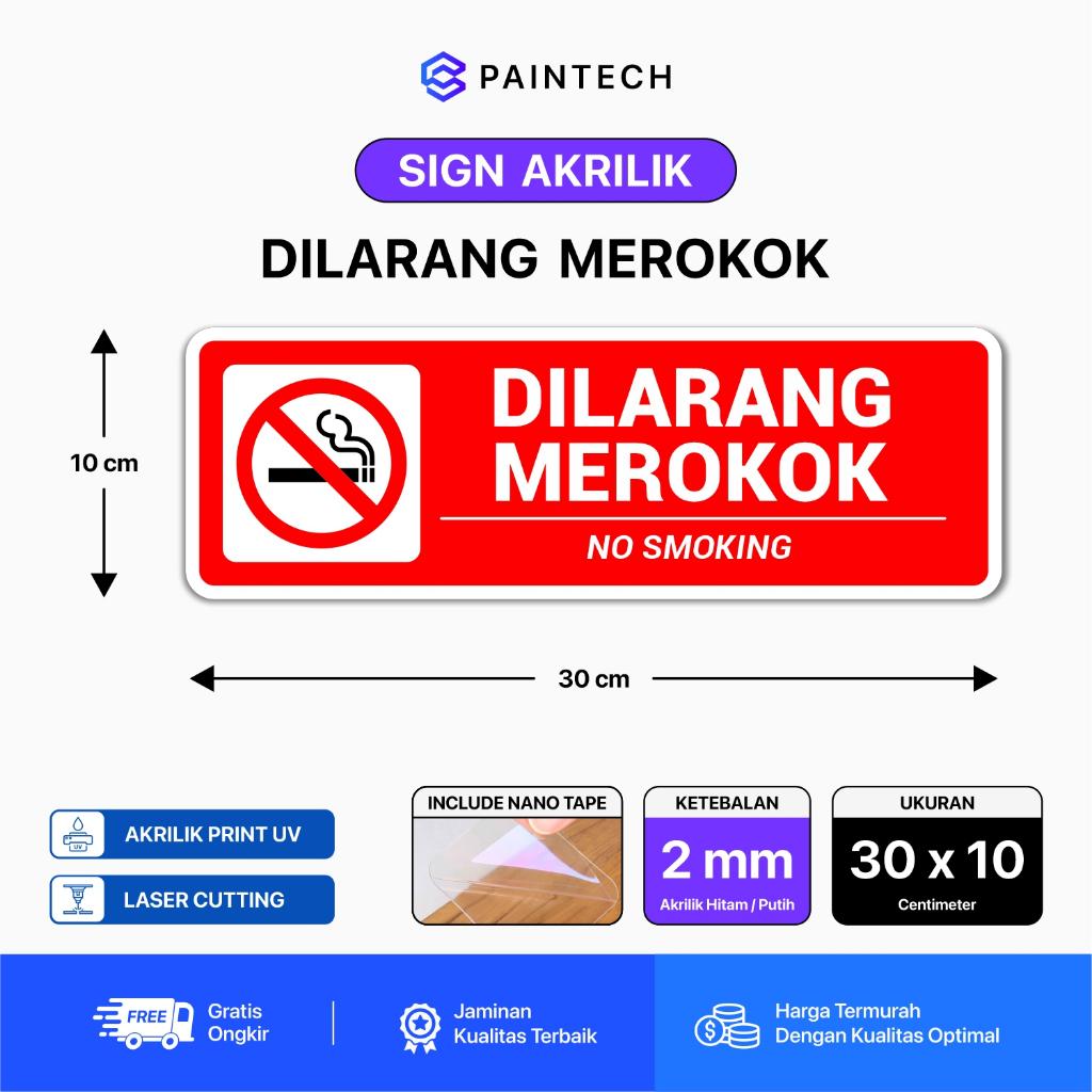 Jual SIGN AKRILIK TANDA DILARANG MEROKOK AKRILIK PRINT UV SIGNAGE ...