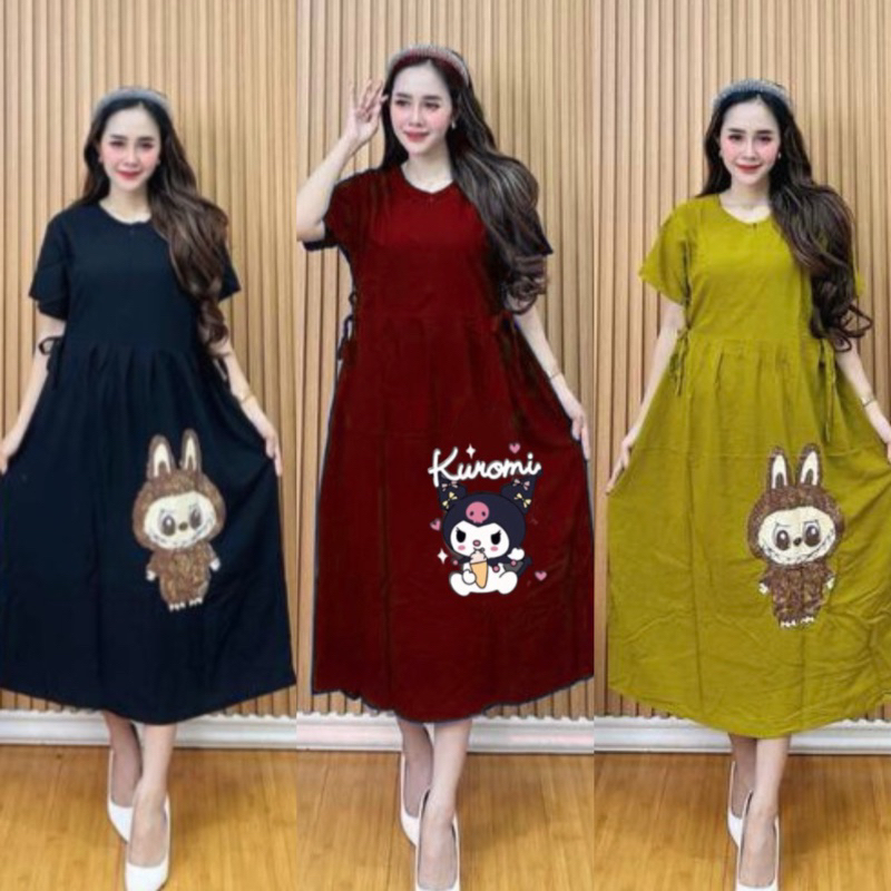 Jual MG - Daster Rayon Karakter Labubu Kuromi Kekinian/Dress Gambar ...